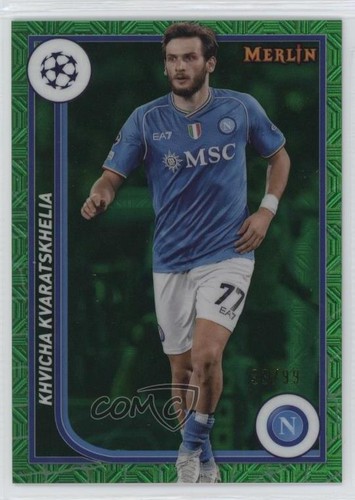 Khvicha Kvaratskhelia 2023 Topps Merlin Chrome Green Mojo Refractor /99