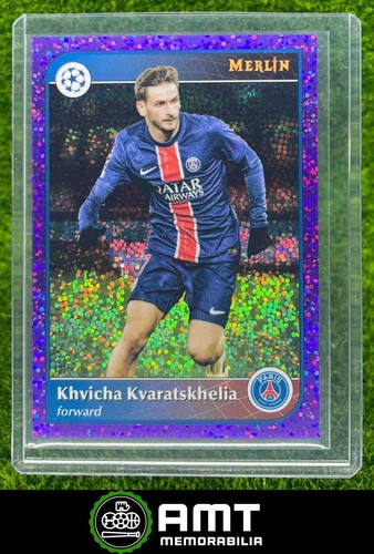 Khvicha Kvaratskhelia 2024 Topps Merlin Chrome Purple Speckle 6/15