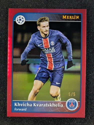 Khvicha Kvaratskhelia 2024 Topps Merlin Chrome Red Refractor /5