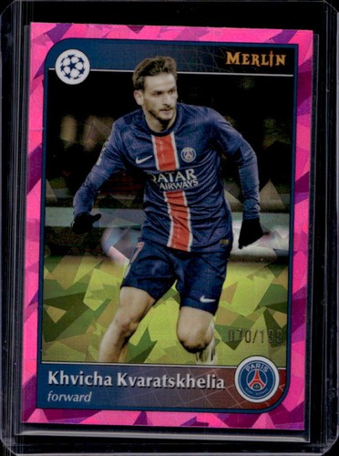 Khvicha Kvaratskhelia 2024 Topps Merlin Chrome UCC Pink Atomic Refractor /199