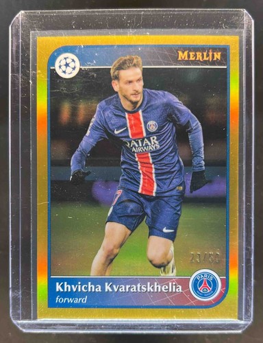 Khvicha Kvaratskhelia 2024 Topps Merlin Chrome UEFA Gold Refractor 23/50