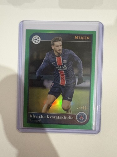 Khvicha Kvaratskhelia 2024 Topps Merlin Chrome UEFA Green Refractor /99
