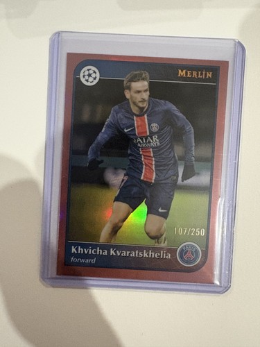 Khvicha Kvaratskhelia 2024 Topps Merlin Chrome UEFA Pink Gold Refractor /250