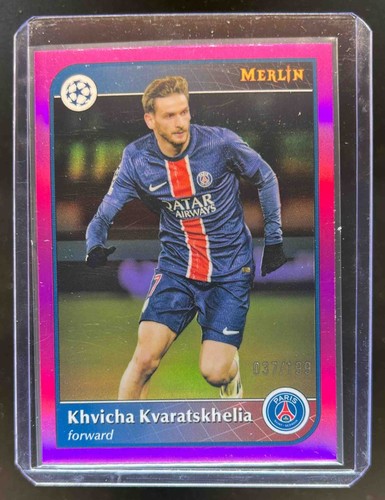 Khvicha Kvaratskhelia 2024 Topps Merlin Chrome UEFA Rosa Refractor /199