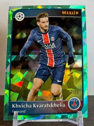 Khvicha Kvaratskhelia 2024 Topps Merlin UEFA Aqua Refractor /75