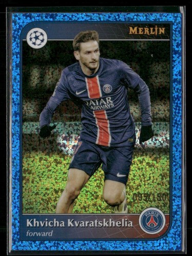 Khvicha Kvaratskhelia 2024 Topps Merlin UEFA Club Competitions Blue Mini Diamond /150