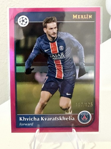 Khvicha Kvaratskhelia 2024 Topps Merlin UEFA Pink Refractor 091/125