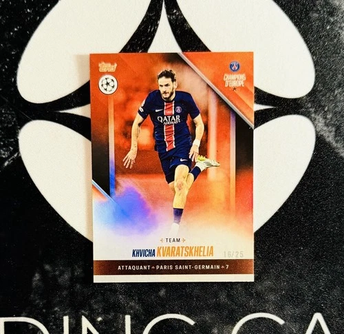 Khvicha Kvaratskhelia 2024 Topps PSG Champions d'Europe Orange Foil /25