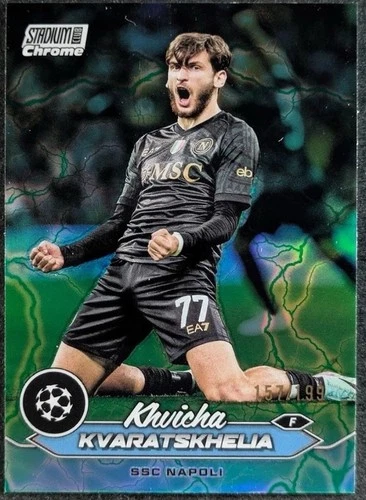 Khvicha Kvaratskhelia 2024 Topps Stadium Club Chrome Aqua Green /199