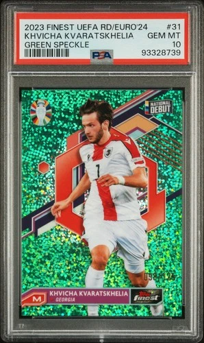 Khvicha Kvaratskhelia 2023 Topps Finest UEFA EURO 2024 Green Shimmer /125