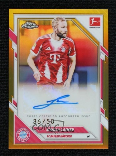 Konrad Laimer 2025 Topps Chrome Bundesliga Gold Refractor 36/50