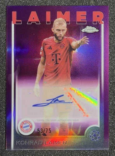 Konrad Laimer 2024 Topps Chrome UEFA Club Competitions Magenta Lava Refractor /75