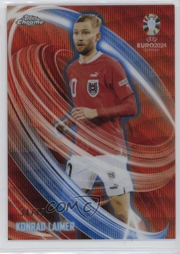 Konrad Laimer 2024 Panini Chrome UEFA Euro Blue Wave Refractor 34/75