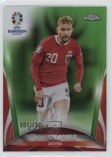 Konrad Laimer 2024 Topps Chrome UEFA Euro Neon Green Refractor /150