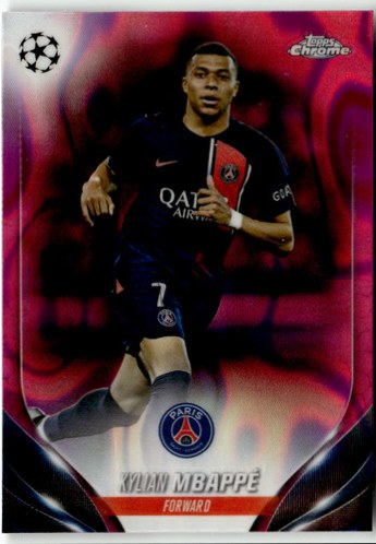 Kylian Mbappe 2024 Topps Chrome Champions League Pink Lava Refractor