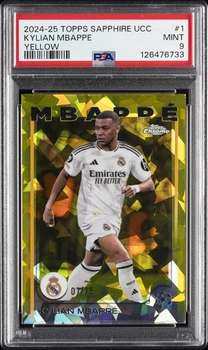 Kylian Mbappé 2024 Topps Chrome Sapphire Edition Yellow /75