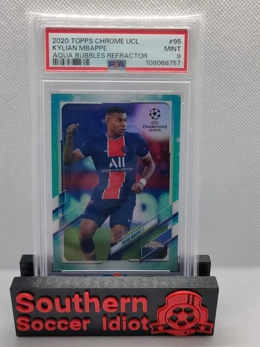 Kylian Mbappé 2020 Topps Chrome UCL Aqua Bubble Refractor