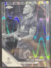 Kylian Mbappe 2021 Topps Chrome UEFA Black White RayWave Refractor