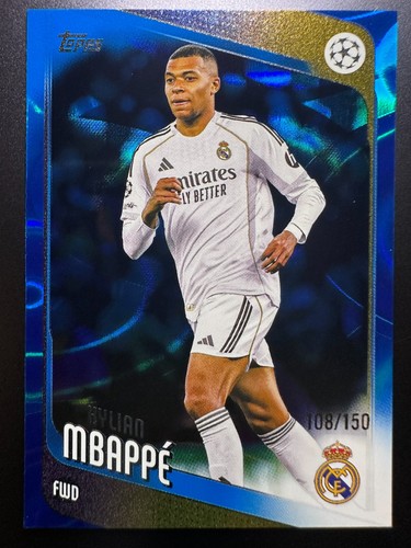 Kylian Mbappé 2025 Topps Competiciones de Clubes UEFA Gotas de Lluvia Azul /150