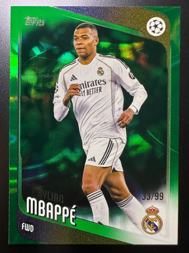Kylian Mbappé 2025 Topps Competiciones de Clubes UEFA Gotas de Lluvia Verdes /99