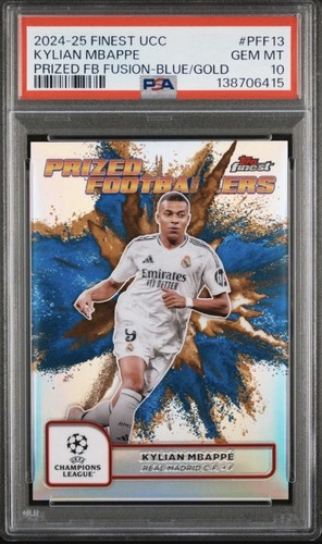 Kylian Mbappé 2024 Topps Finest Azul/Dorado Fusión