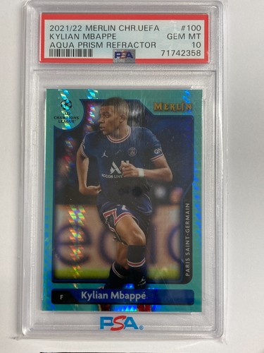 Kylian Mbappé 2021 Topps Merlin Chrome Aqua Prizm