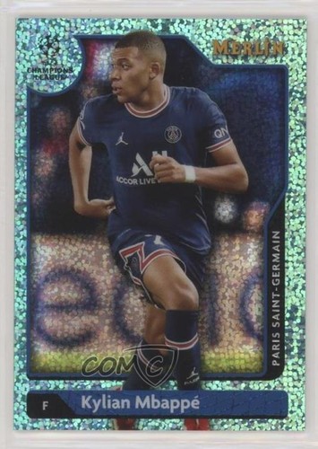 Kylian Mbappé 2021 Panini Merlin Chrome Aqua Speckle Refractor /199