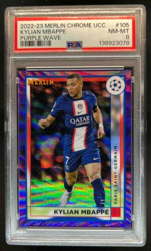 Kylian Mbappé 2022 Topps Merlin Chrome Viola Rifrattore Onda /15