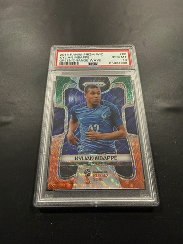 Kylian Mbappé 2018 Panini Prizm Green Orange Wave #80