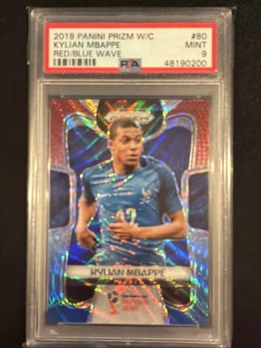 Kylian Mbappé 2019 Panini Prizm Red Blue Wave Prizm