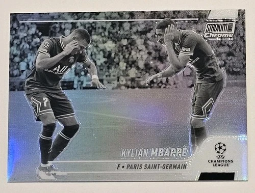 Kylian Mbappé 2021 Panini Stadium Club Chrome Black White Refractor /299