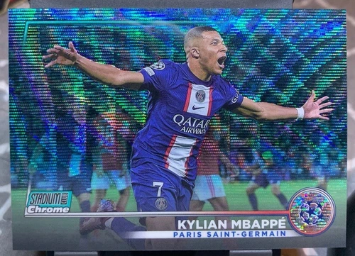 Kylian Mbappé 2023 Topps Stadium Club Cromo UCL Aqua Wave Rifrattore /275
