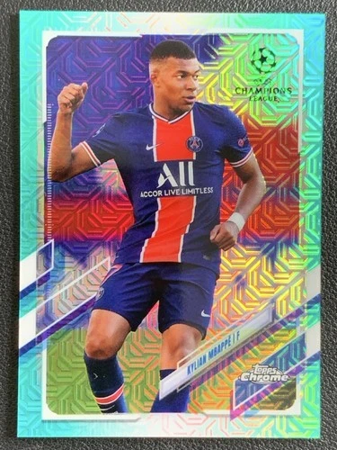 Kylian Mbappe 2020 Topps Chrome Aqua Mojo /199