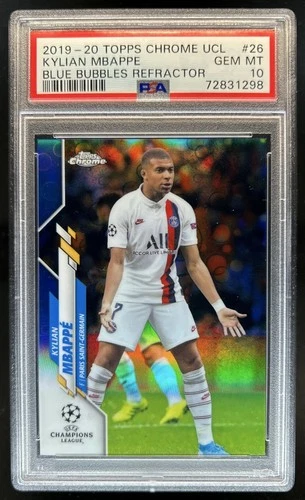 Kylian Mbappe 2019 Topps Chrome Blue Bubbles Refractor