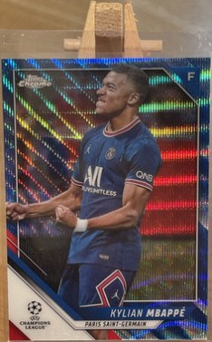 Kylian Mbappe 2021 Topps Chrome Blue Wave Refractor /75