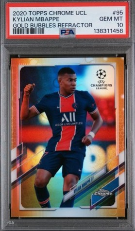 Kylian Mbappe 2020 Topps Chrome Gold Bubbles Refractor