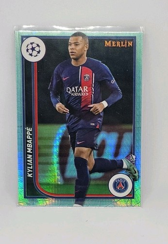 Kylian Mbappe 2024 Topps Chrome Merlin Aqua Refractor /75