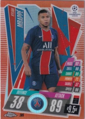 Kylian Mbappe 2020 Topps Chrome Orange Refractor /25