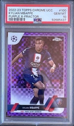 Kylian Mbappe 2022 Topps Chrome Purple X-Fractor /3