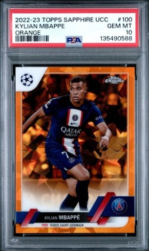 Kylian Mbappe 2022 Topps Chrome Sapphire Orange Refractor /50