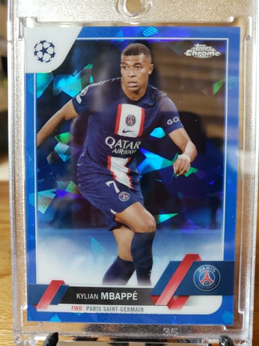 Kylian Mbappe 2023 Topps Chrome Sapphire UEFA Sapphire Refractor #100