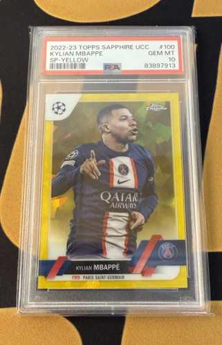 Kylian Mbappe 2022 Topps Chrome Sapphire Yellow /99
