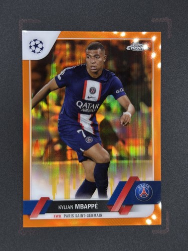Kylian Mbappe 2023 Topps Chrome Seismic Orange Gold #100