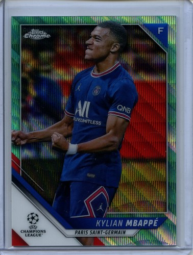 Kylian Mbappe 2021 Topps Chrome UEFA Champions League Aqua Wave /199