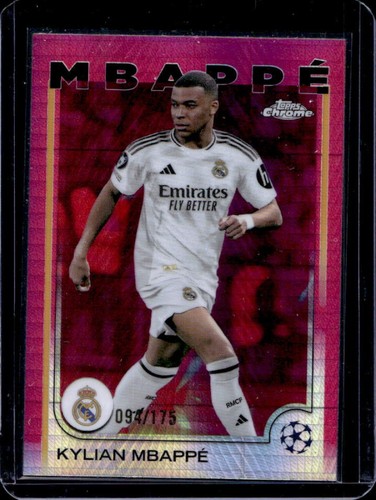 Kylian Mbappe 2024 Topps Chrome UEFA Neon Pink Prism Refractor /175