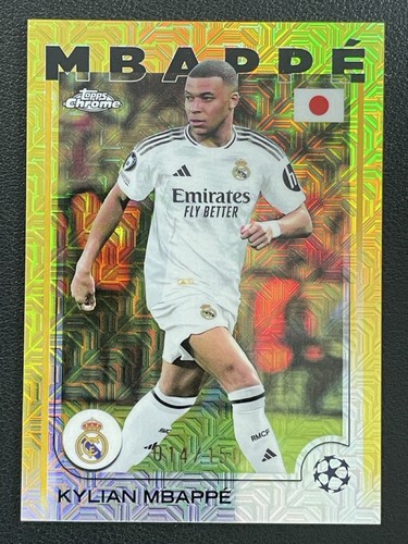 Kylian Mbappe 2024 Topps Chrome Yellow Mojo /150