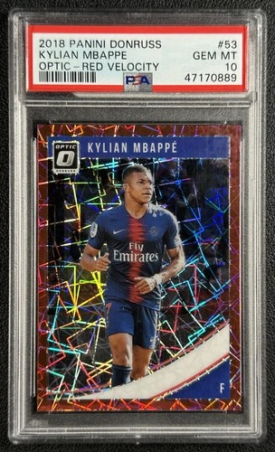 Kylian Mbappe 2018 Panini Donruss Optic Red Velocity Prizm /50