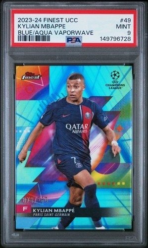 Kylian Mbappe 2023 Topps Finest Blue Aqua Vapor Refractor /250