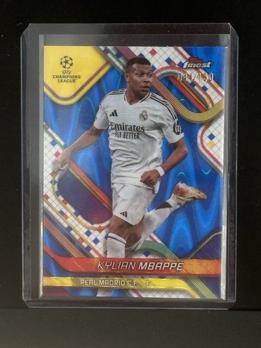 Kylian Mbappe 2024 Topps Finest Blue Raywave /150