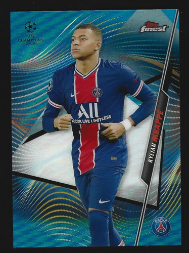 Kylian Mbappe 2020 Topps Finest Blue Refractor /150
